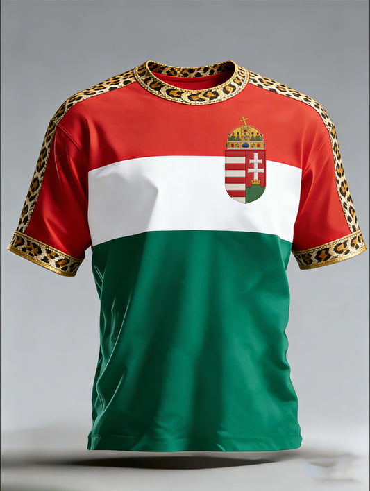 Férfi magyar zászló színvilágú művészeti nyomtatott póló