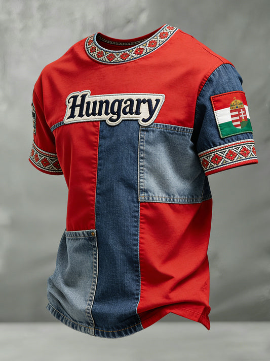 Férfi magyar zászló színösszeállítás art print póló