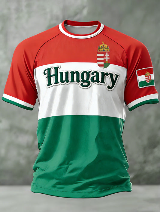 Férfi magyar zászló színvilágú művészeti nyomtatott póló