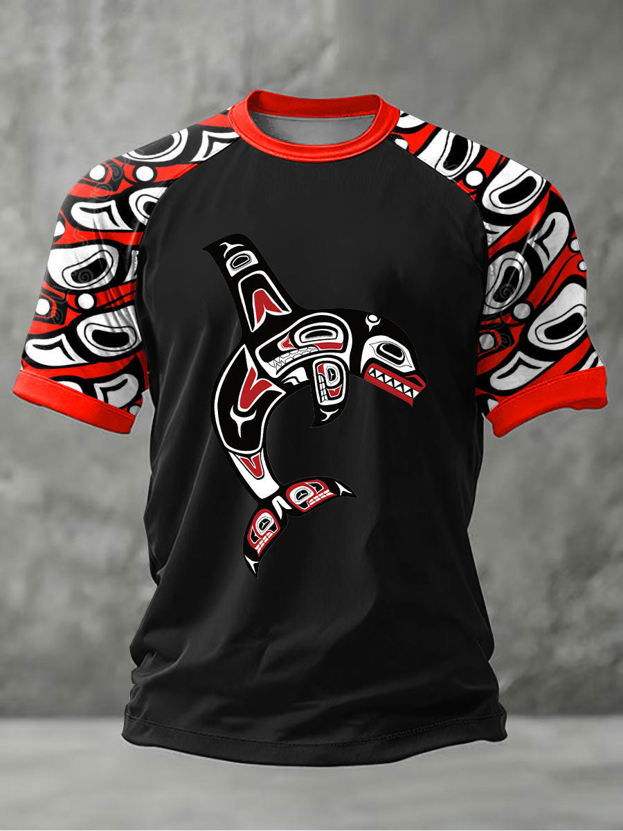 Men's Indigenous Totem Art Print Casual T-Shirt