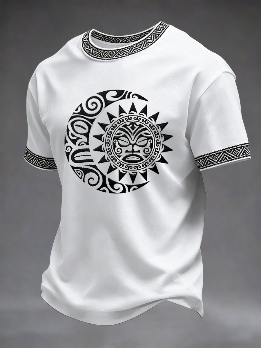 Vintage Native American Moon and Sun Totem Casual T-Shirt