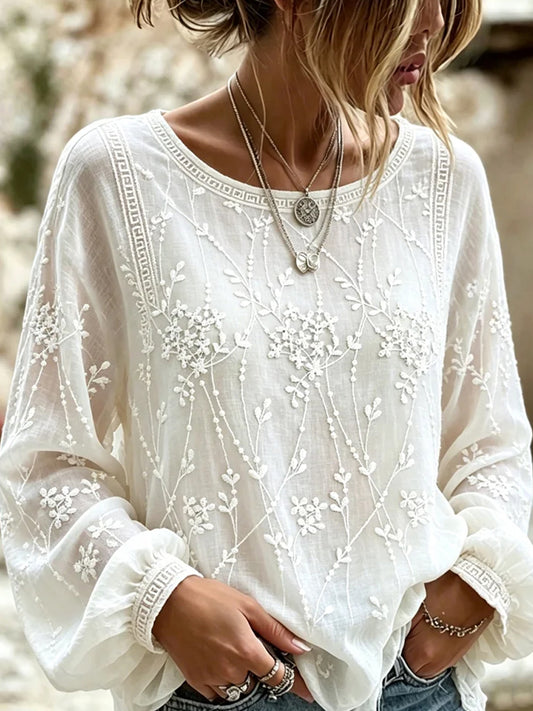 Women's Vintage Floral Art Print Casual Top