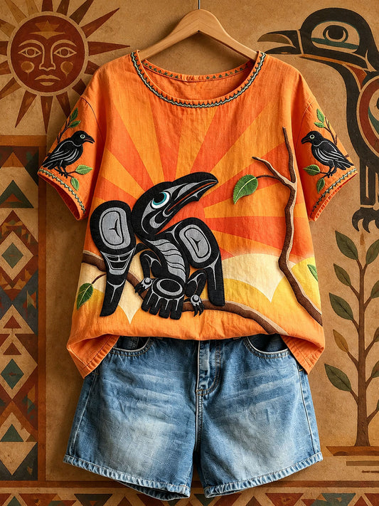 Women's Indigenous Animal Art Print Tops