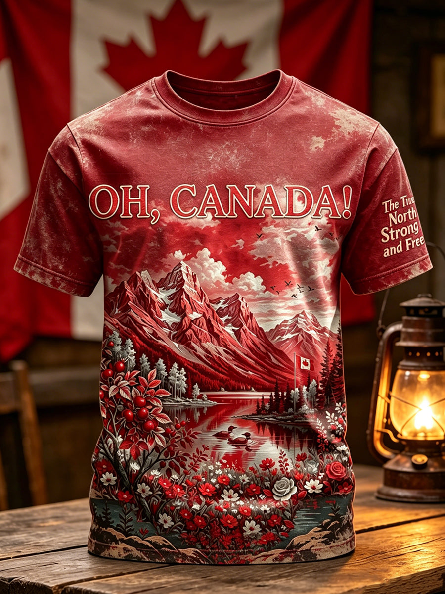 Men's Canada Day Printed Vintage Fashion Loose Short Sleeve T-Shirt