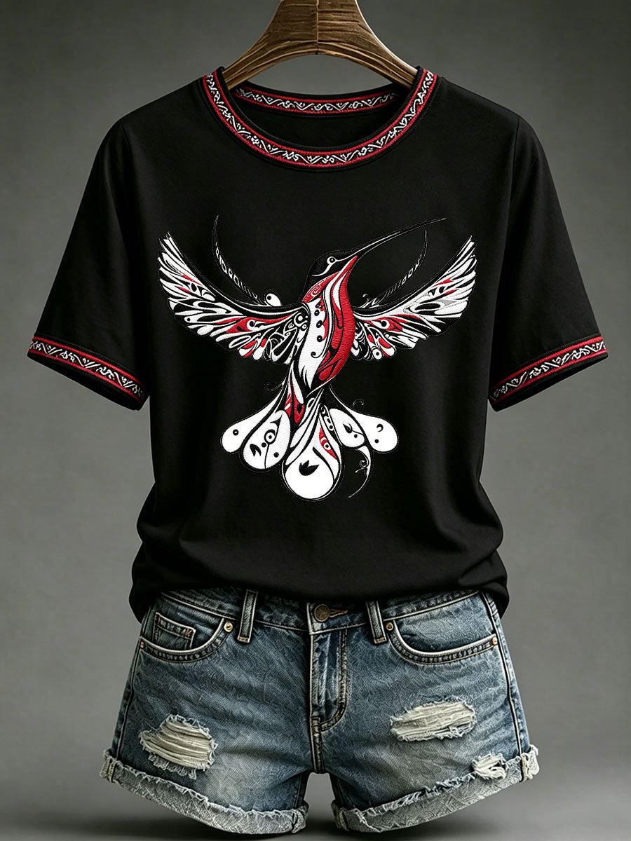 Women's Indigenous Art Print Casual T-Shirt