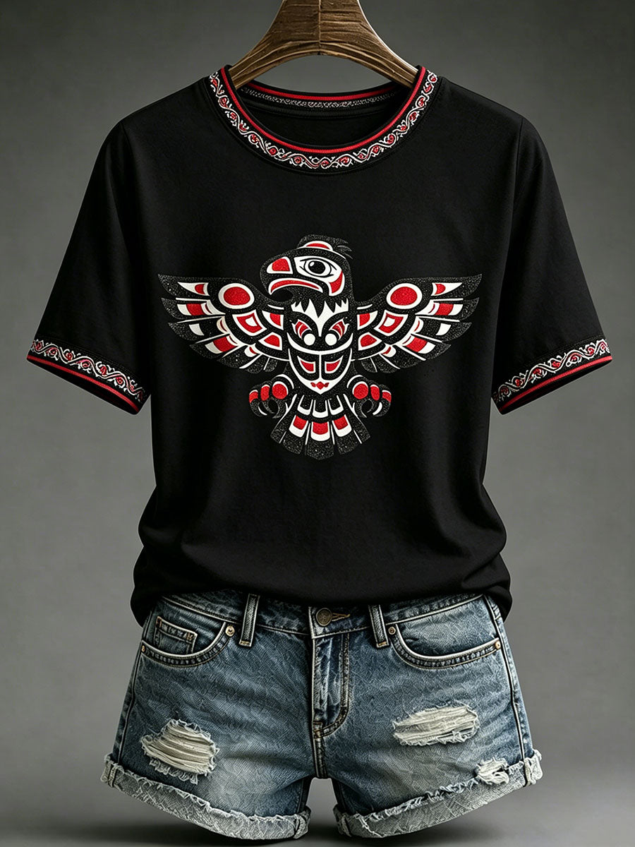 Women's Indigenous Art Print Casual T-Shirt