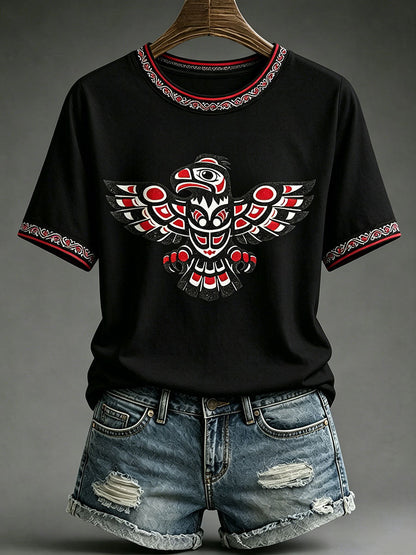 Women's Indigenous Art Print Casual T-Shirt
