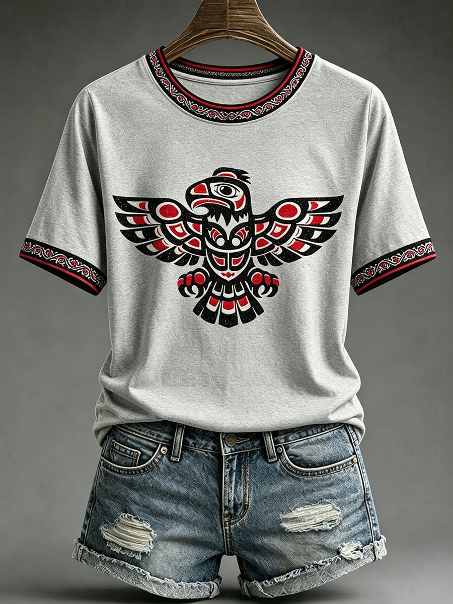 Women's Indigenous Art Print Casual T-Shirt