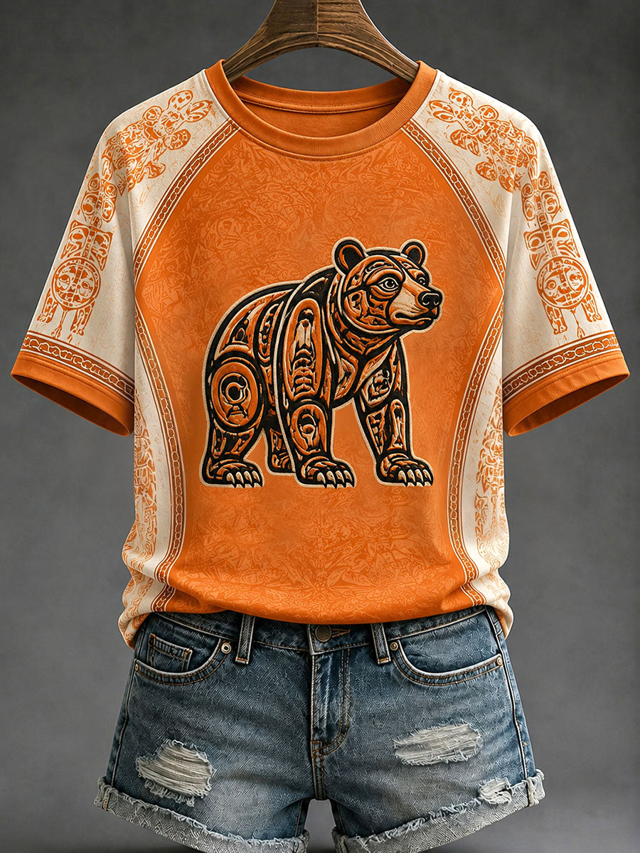 Women's Indigenous Totem Print Casual T-Shirt