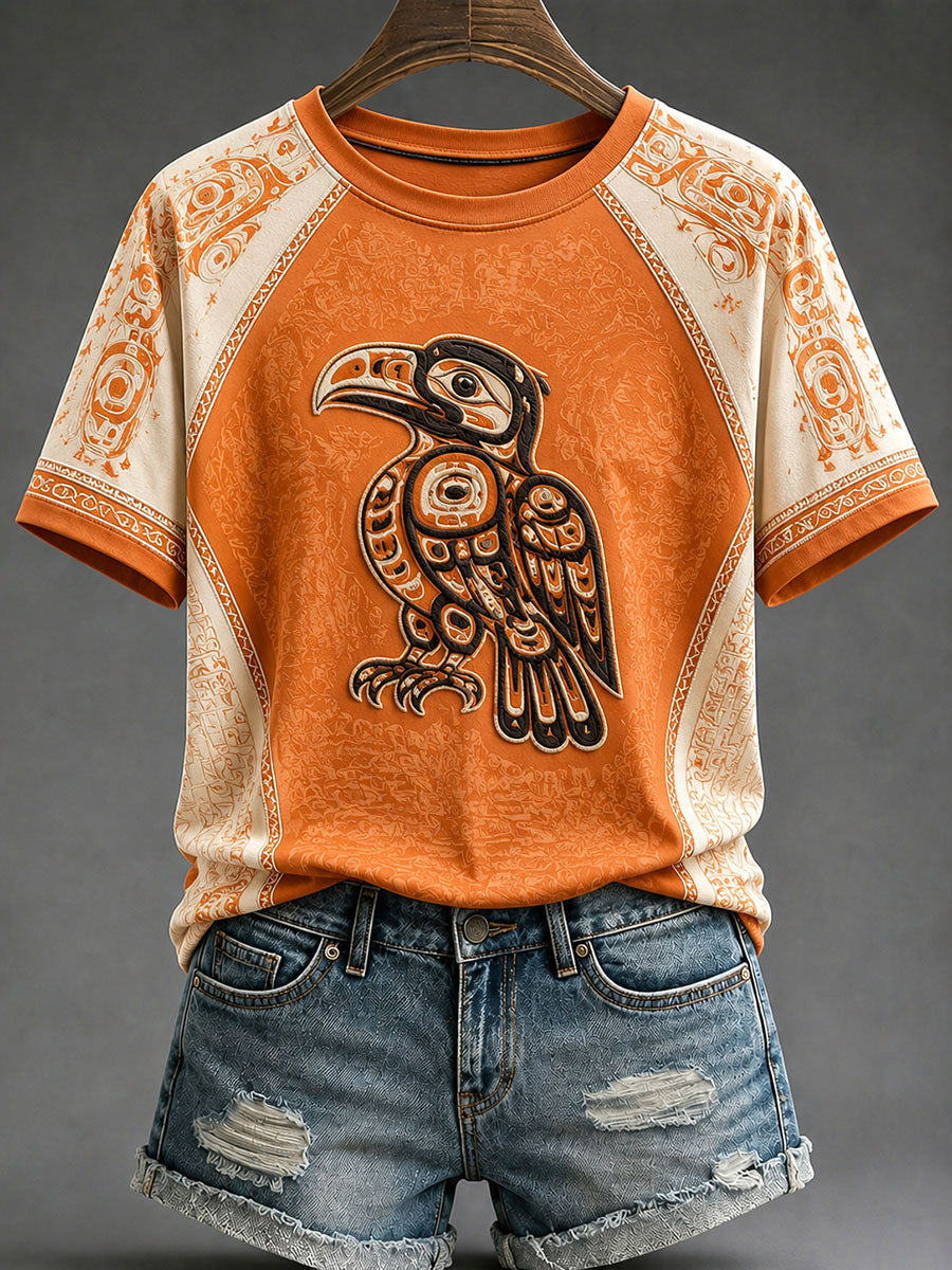 Women's Indigenous Totem Print Casual T-Shirt