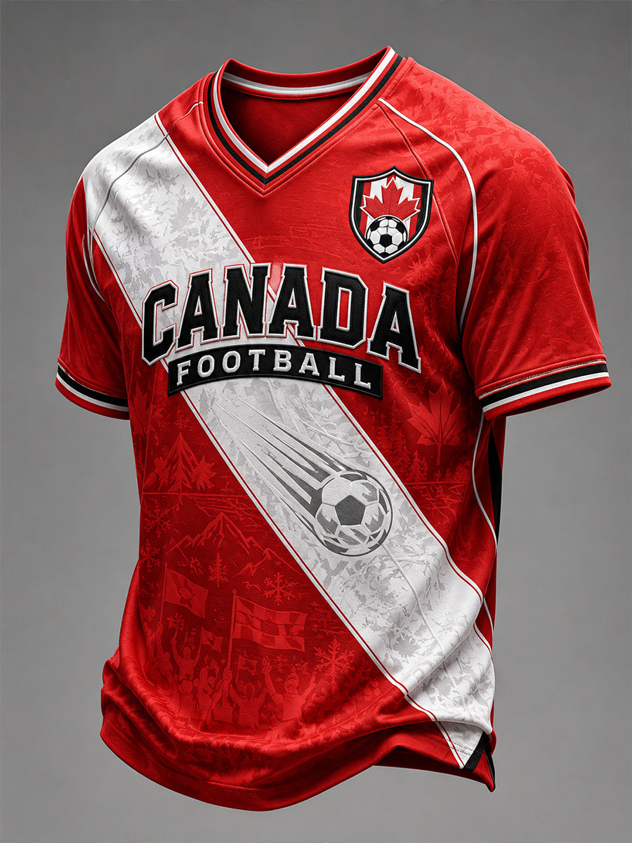 Men's Canada Football  V-neck T-shirt