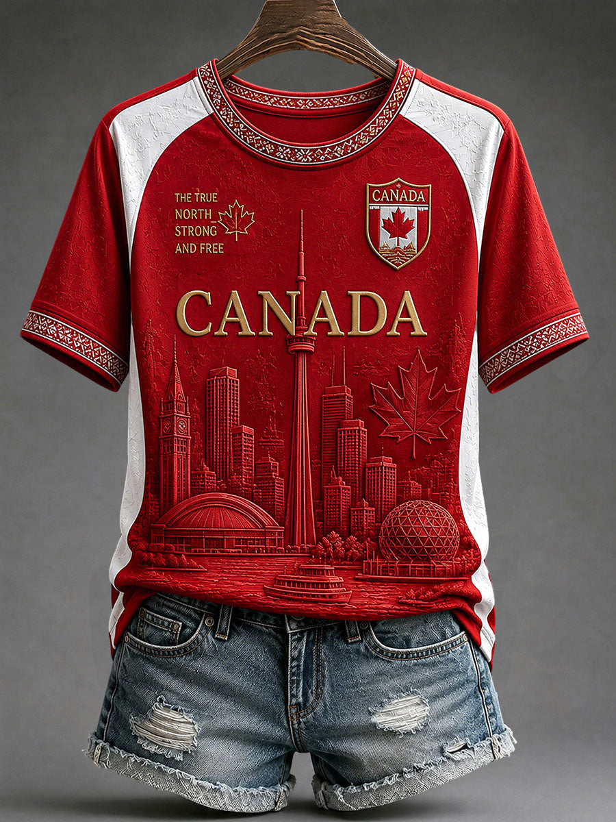 Women's Canada Soccer Print Casual T-Shirt