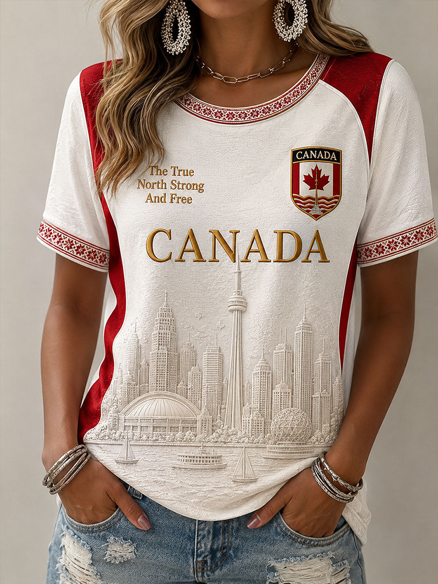 Women's Canada Soccer Print Casual T-Shirt