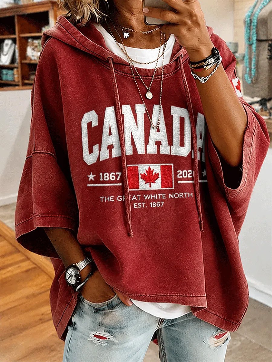 Women's Canada Print Casual Hoodie