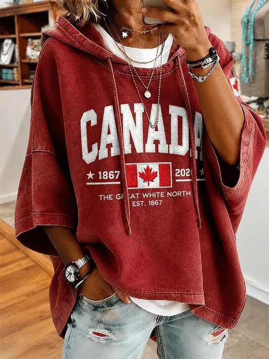 Women's Canada Print Casual Hoodie