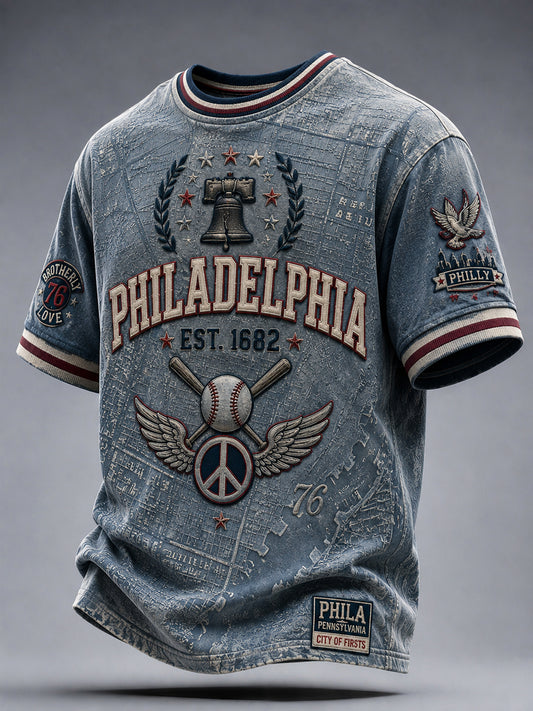 Retro Philadelphia Baseball “Spirit of Freedom” Casual T-Shirt