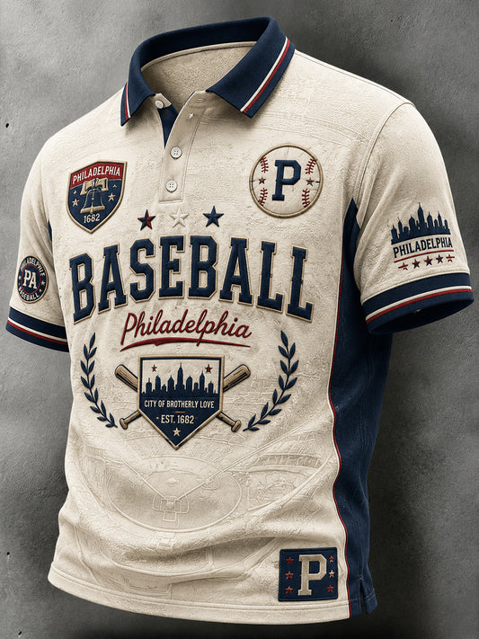 Retro Philadelphia Heritage Baseball Fan Casual Polo Shirt