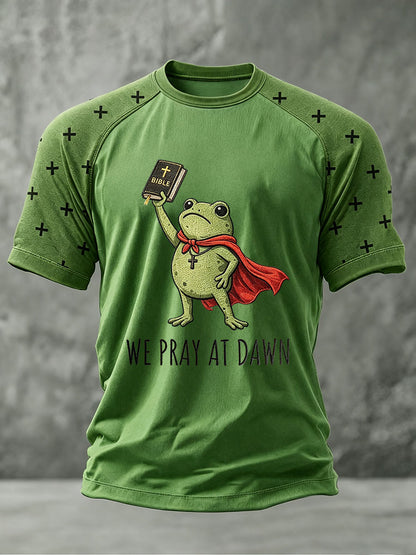 Men's 'We Pray At Dawn' Printed Casual T-Shirt