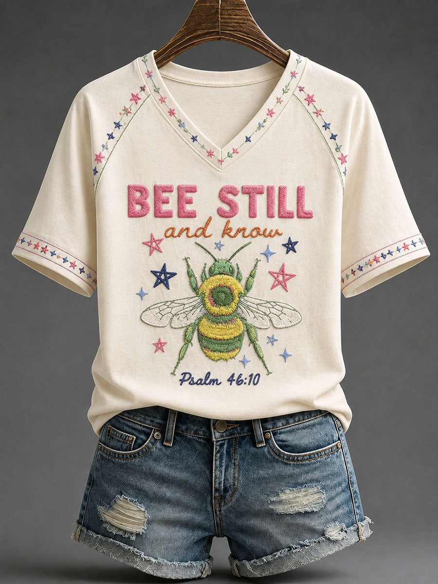 Women’s 'Bee Still And Know' Printed Casual T-Shirt
