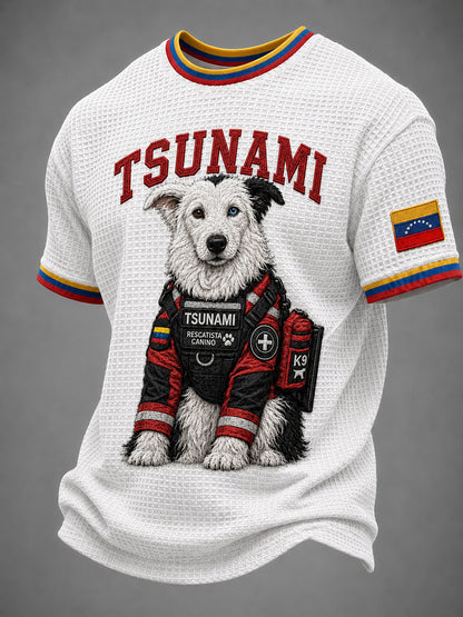 Men's Venezuela Hero Dog Tsunami Patriotic Dog Lover Waffle T-Shirt