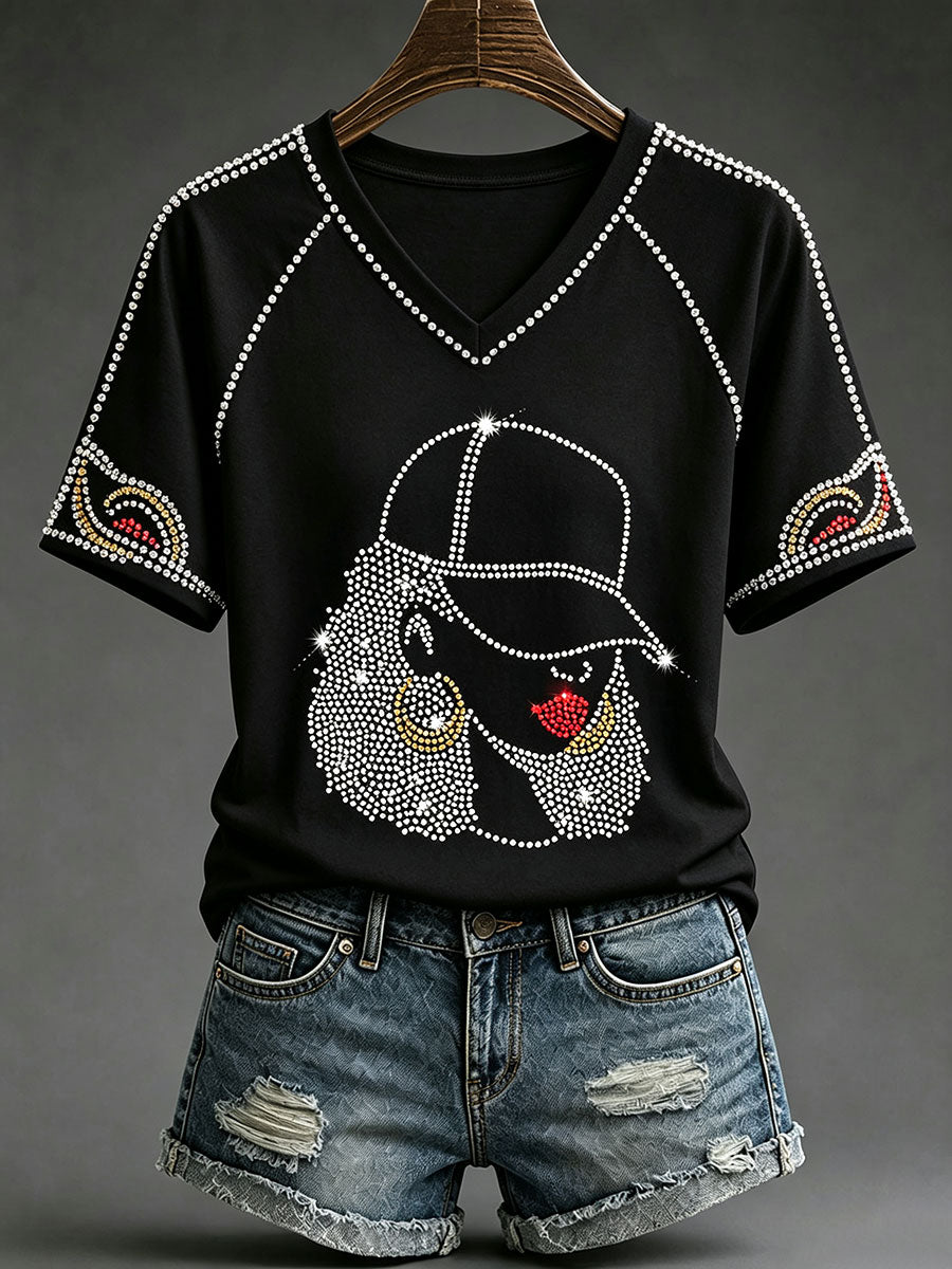 Women's Black Art V-Neck T-Shirts