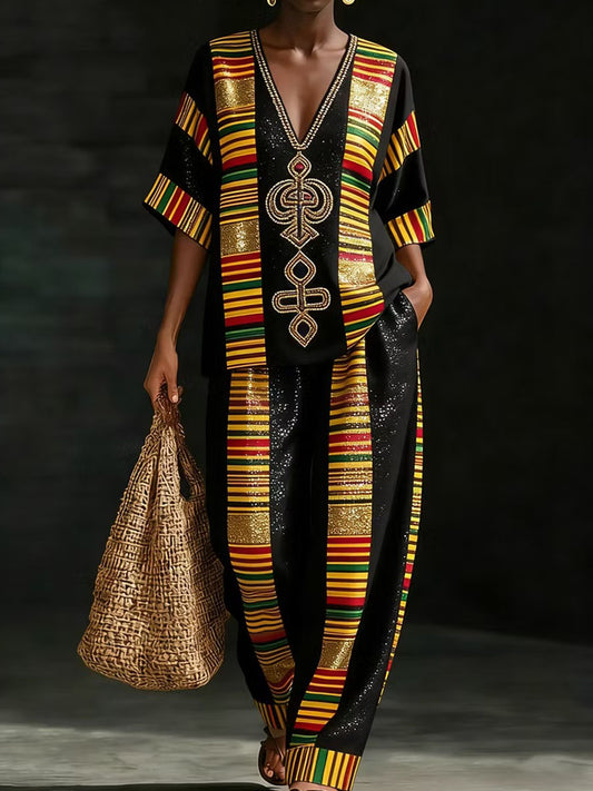 Women's African Art Cotton Linen Set