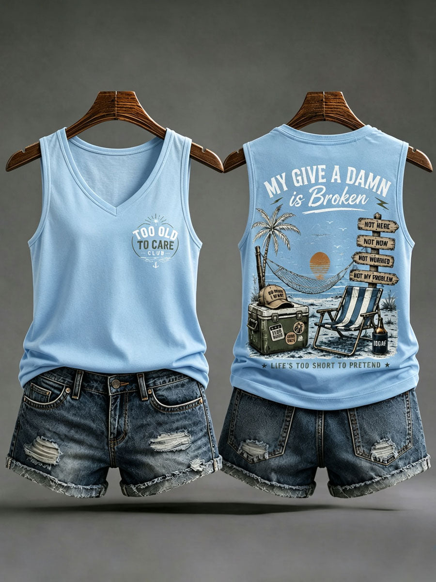 Women’s 'my give a damn is broken' tank tops