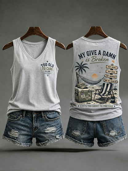 Women’s 'my give a damn is broken' tank tops