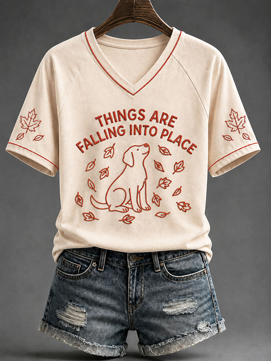 Women's'Things Are Falling Into Place'Autumn Animal Series Casual T-shirt