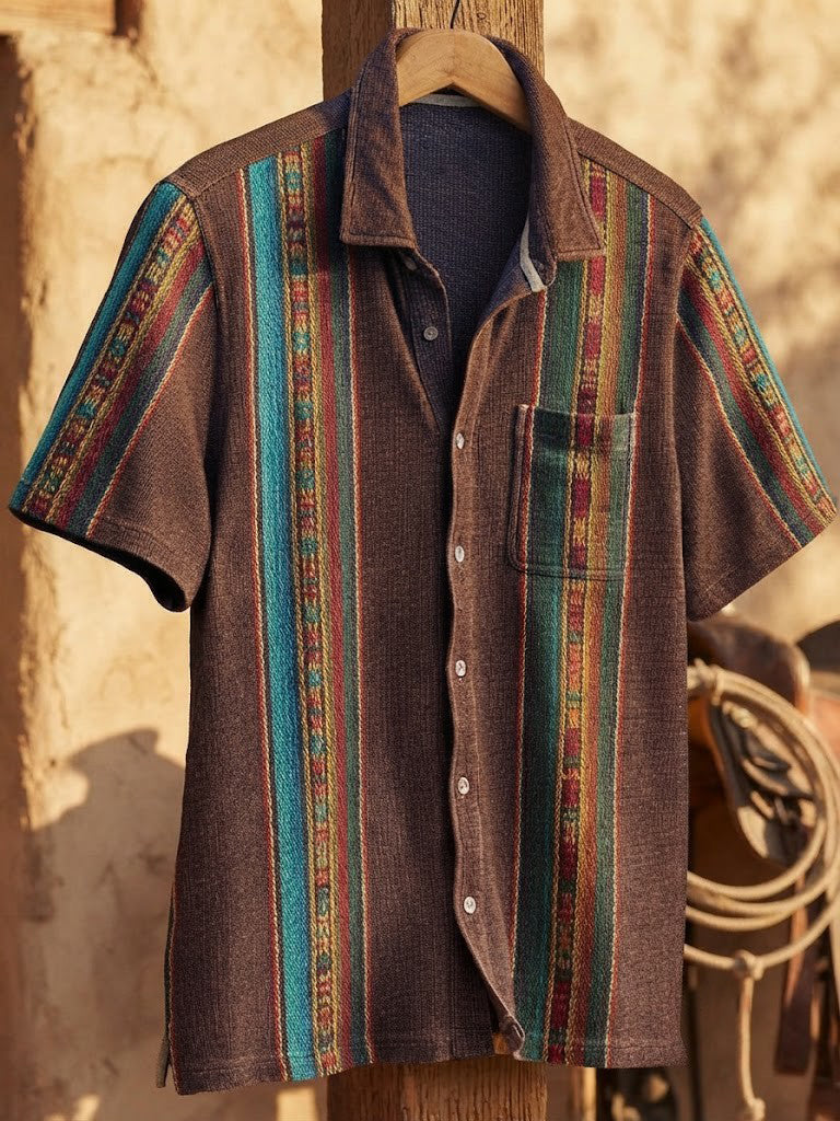 Men's Retro Western Printed Cotton Shirt