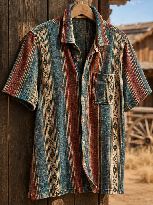 Men's Retro Western Printed Cotton Shirt