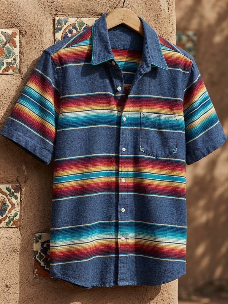 Men's Retro Western Printed Cotton Shirt
