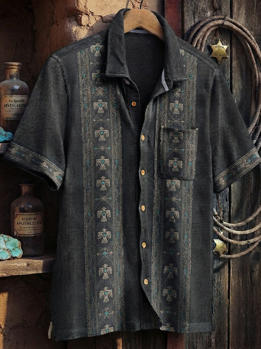 Men's Retro Western Printed Cotton Shirt