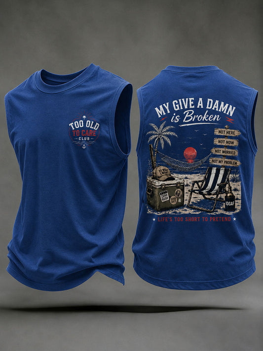 Men's "my give a damn is broken" vests