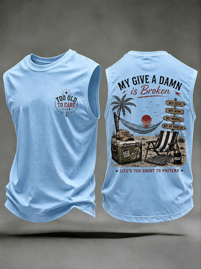 Men's "my give a damn is broken" vests