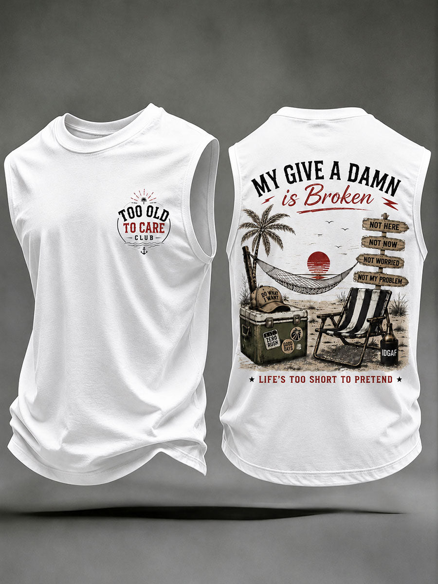 Men's "my give a damn is broken" vests