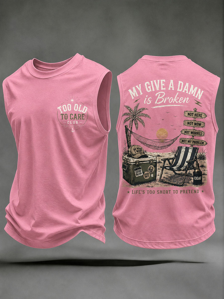 Men's "my give a damn is broken" vests