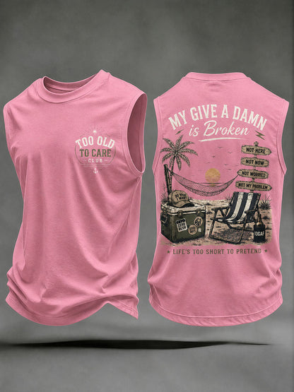 Men's "my give a damn is broken" vests