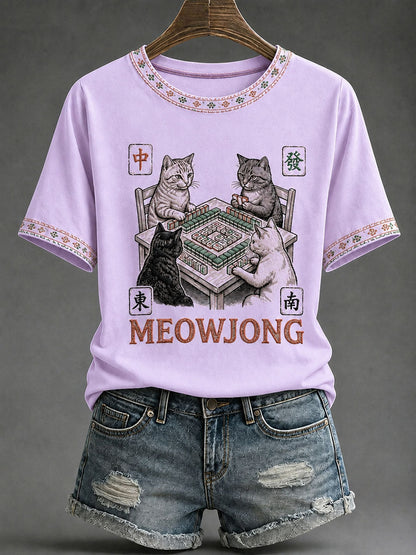 Women's Mahjong Print Casual T-Shirt