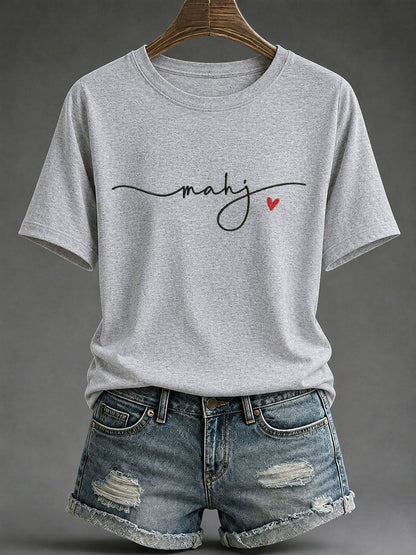 Women's Mahjong Print Casual T-Shirt