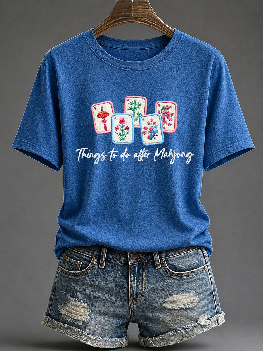 Women's Mahjong Print Casual T-Shirt
