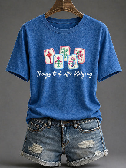 Women's Mahjong Print Casual T-Shirt