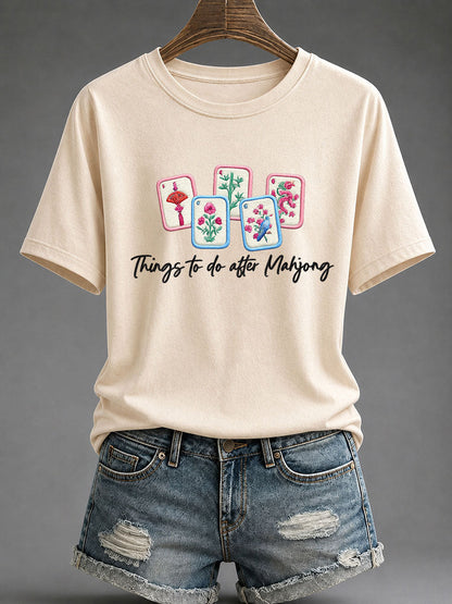 Women's Mahjong Print Casual T-Shirt