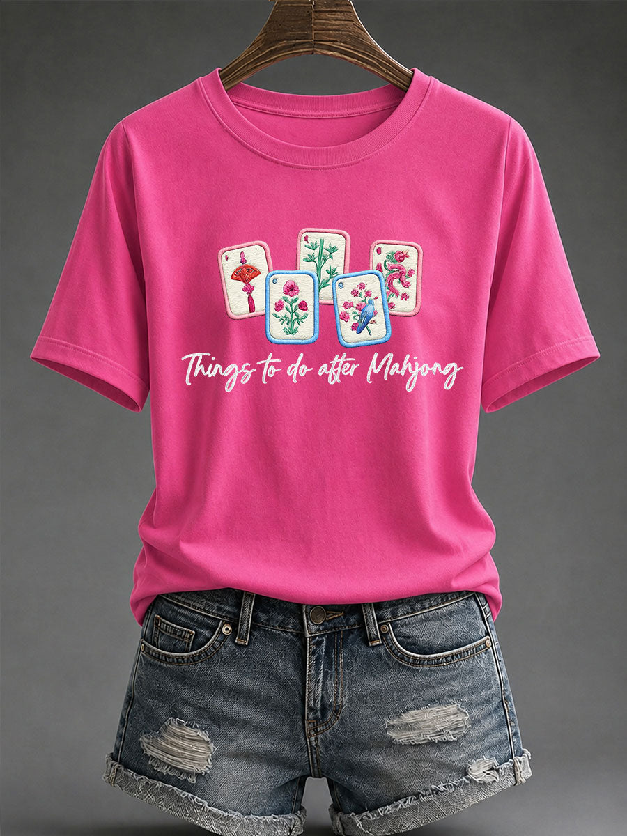 Women's Mahjong Print Casual T-Shirt