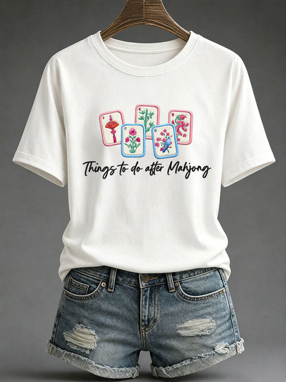 Women's Mahjong Print Casual T-Shirt