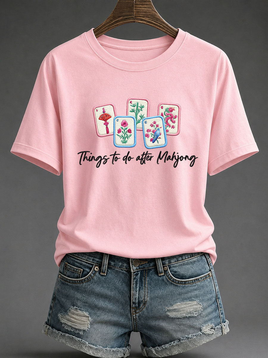 Women's Mahjong Print Casual T-Shirt