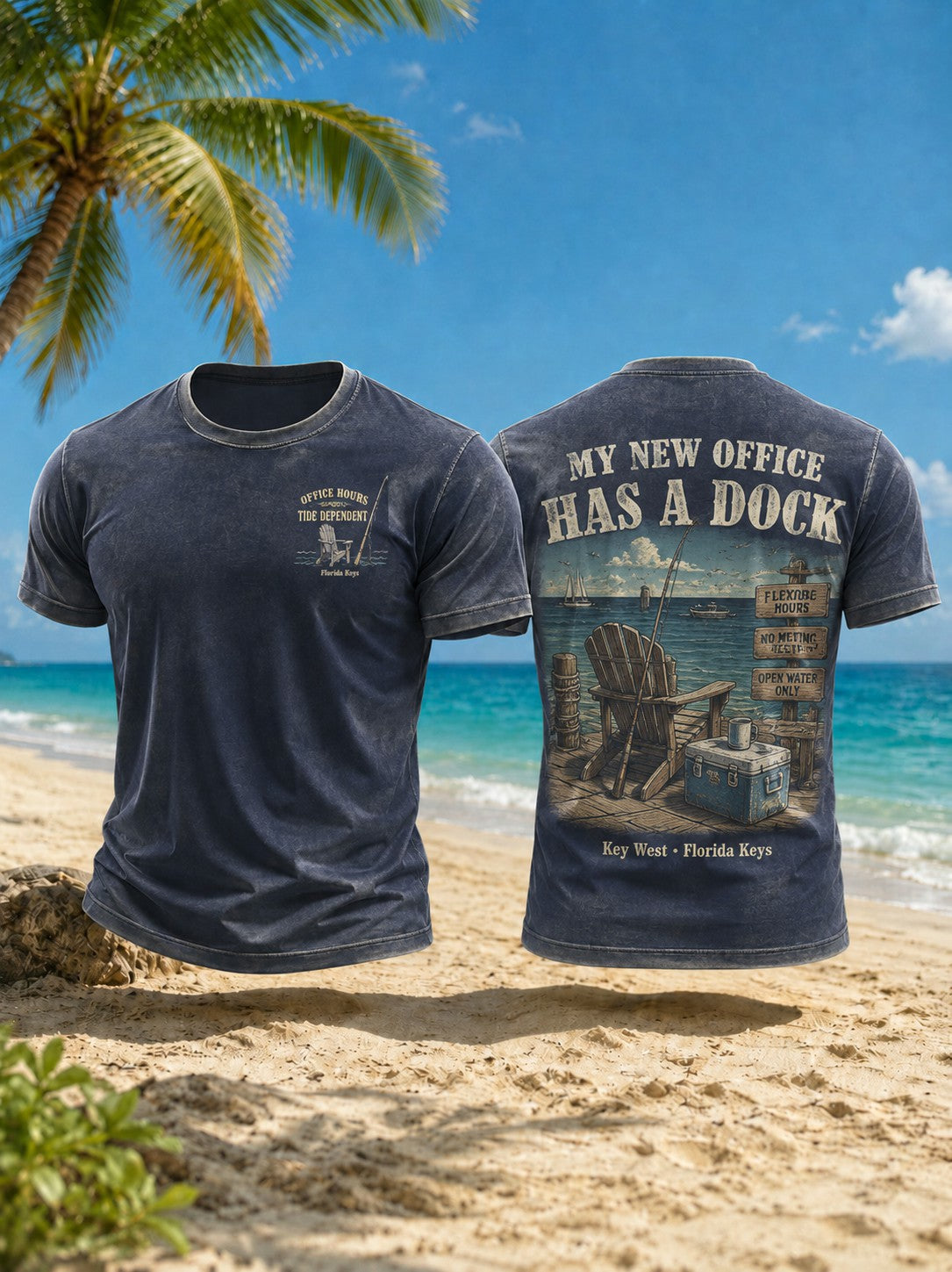 Men's MY NEW OFFICE HAS A DOCK Printed T-shirt