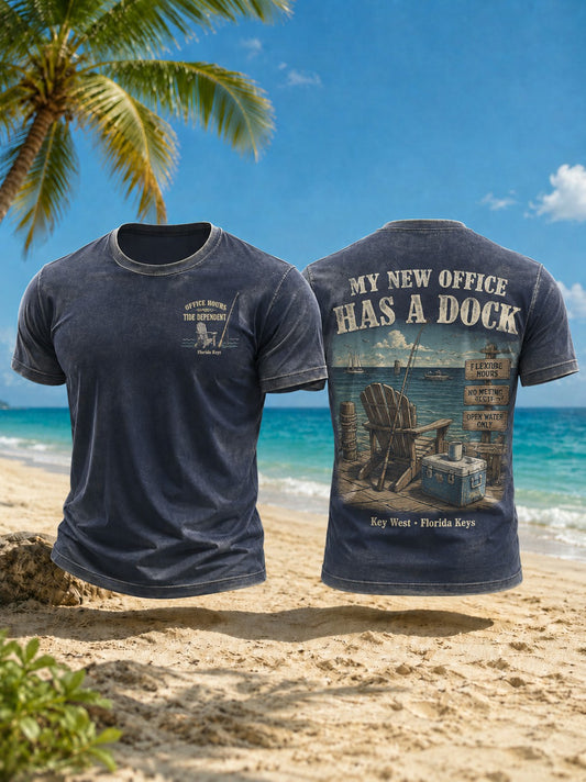 Men's MY NEW OFFICE HAS A DOCK Printed T-shirt