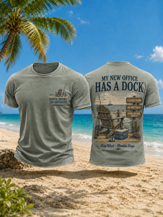 Men's MY NEW OFFICE HAS A DOCK Printed T-shirt