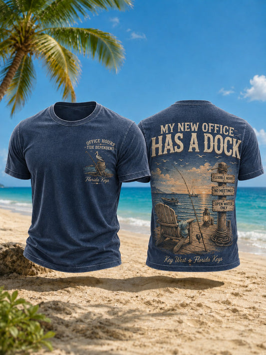Men's MY NEW OFFICE HAS A DOCK Printed T-shirt
